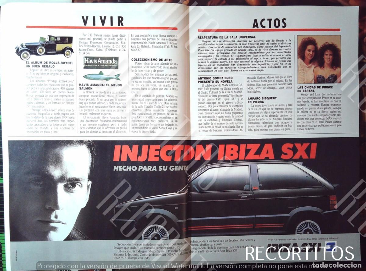 Coleccionismo de revistas y peri&oacute;dicos: SEAT IBIZA INJECTION SXI WENDY Y LISA LAS CORISTAS DE PRINCE