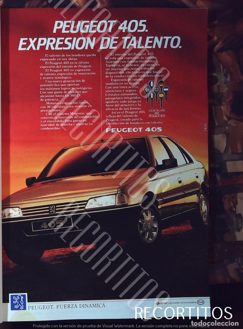 Coleccionismo de revistas y peri&oacute;dicos: PEUGEOT 405 ANUNCIO PUBLICIDAD DIESEL