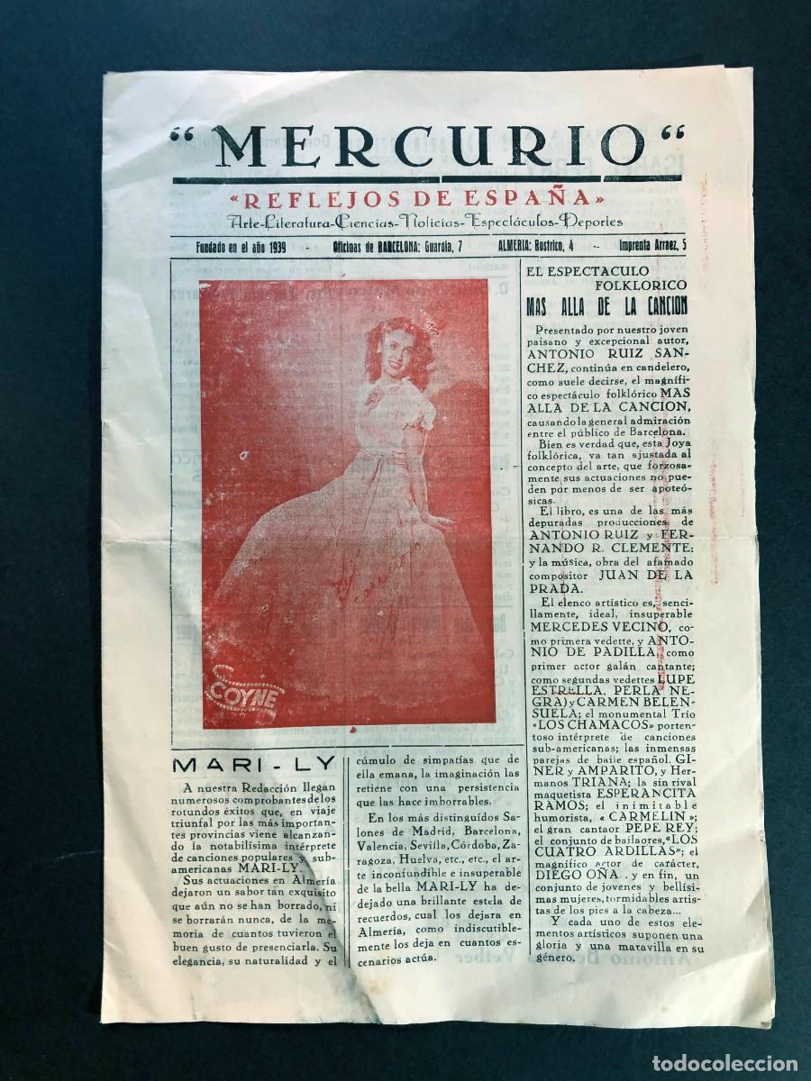 Coleccionismo de revistas y peri&oacute;dicos: MERCURIO / NOTICIAS - ESPECT&Aacute;CULOS - PUBLICIDAD - DEPORTES / ALMER&Iacute;A A&Ntilde;OS 40 / 8 P&Aacute;GINAS