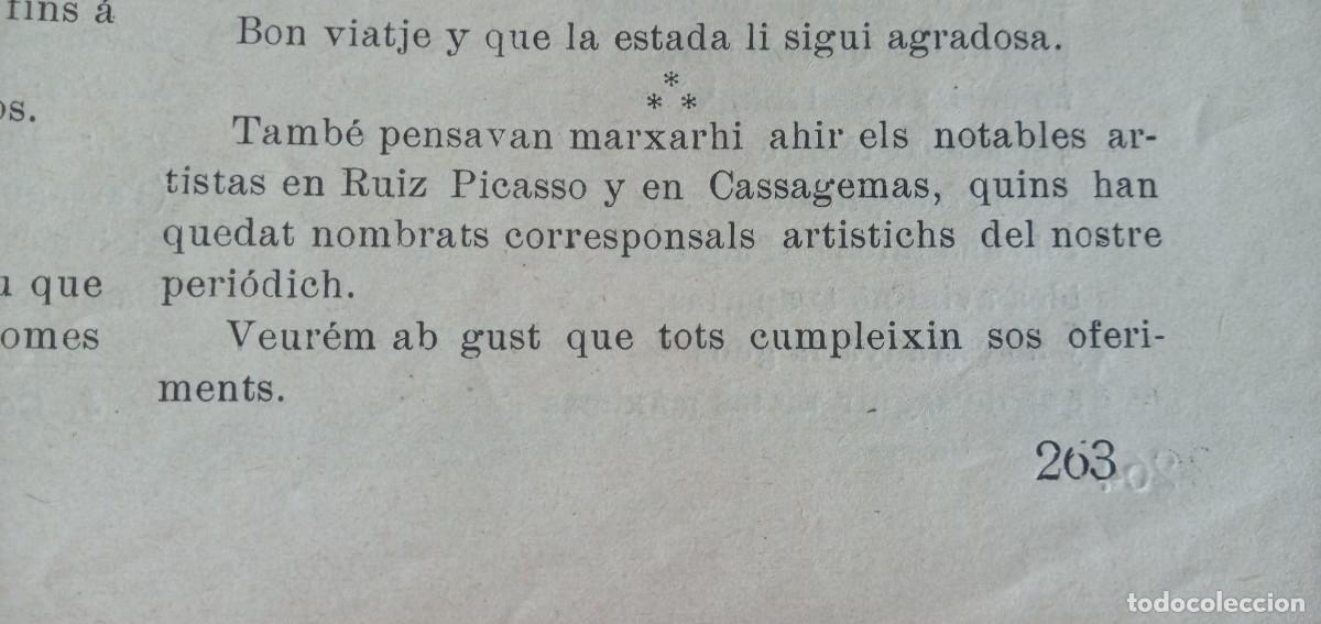 Coleccionismo de revistas y peri&oacute;dicos: Revista Catalunya Art&iacute;stica 1900 Hist&oacute;rico Anuncio del Primer Viaje de PICASSO y CASAGEMAS a Par&iacute;s