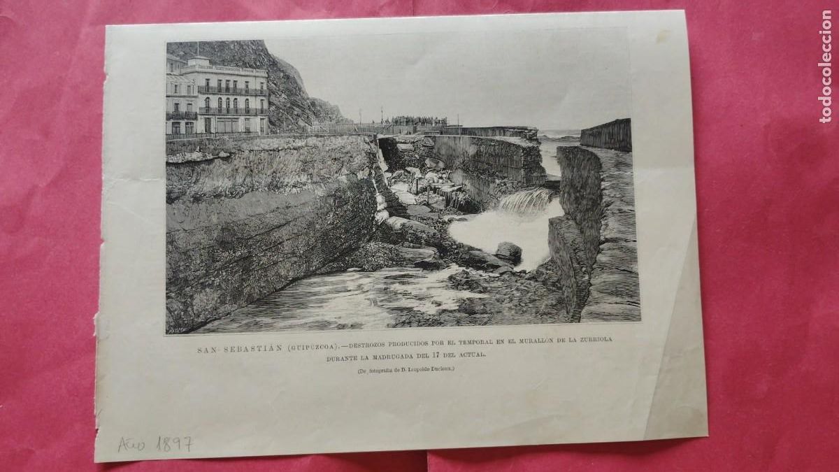 Coleccionismo de revistas y peri&oacute;dicos: SAN SEBASTIAN.-GUIPUZCOA.-MURALLON DE LA ZURRIOLA.-LEOPOLDO DUCLOUX.-FOTO.-LA ILUSTRACION.-A&Ntilde;O 1897.