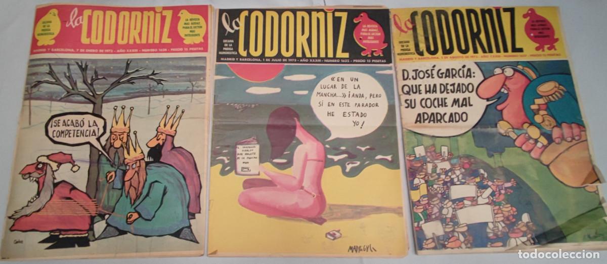 Coleccionismo de revistas y peri&oacute;dicos: LOTE DE 3 REVISTAS LA CODORNIZ, 1973