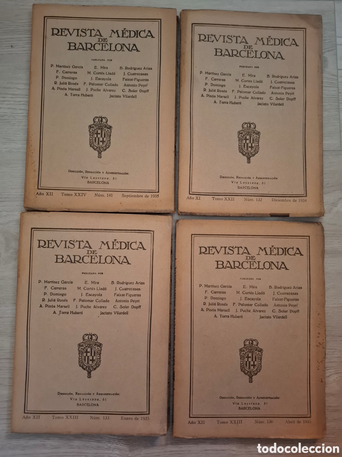 Sammeln von Zeitschriften und Zeitungen: Revista m&eacute;dica de Barcelona, lote de cuatro n&uacute;meros de 1934 y 1935, ver detalle