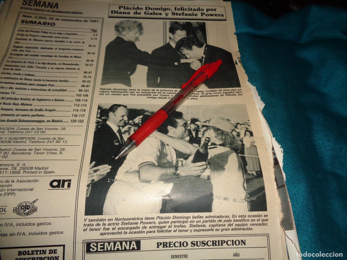Collezionismo di Riviste e Giornali: RECORTE : PLACIDO DOMINGO, FELICITADO POR DIANA DE GALES. SEMANA, SPTBRE 1991