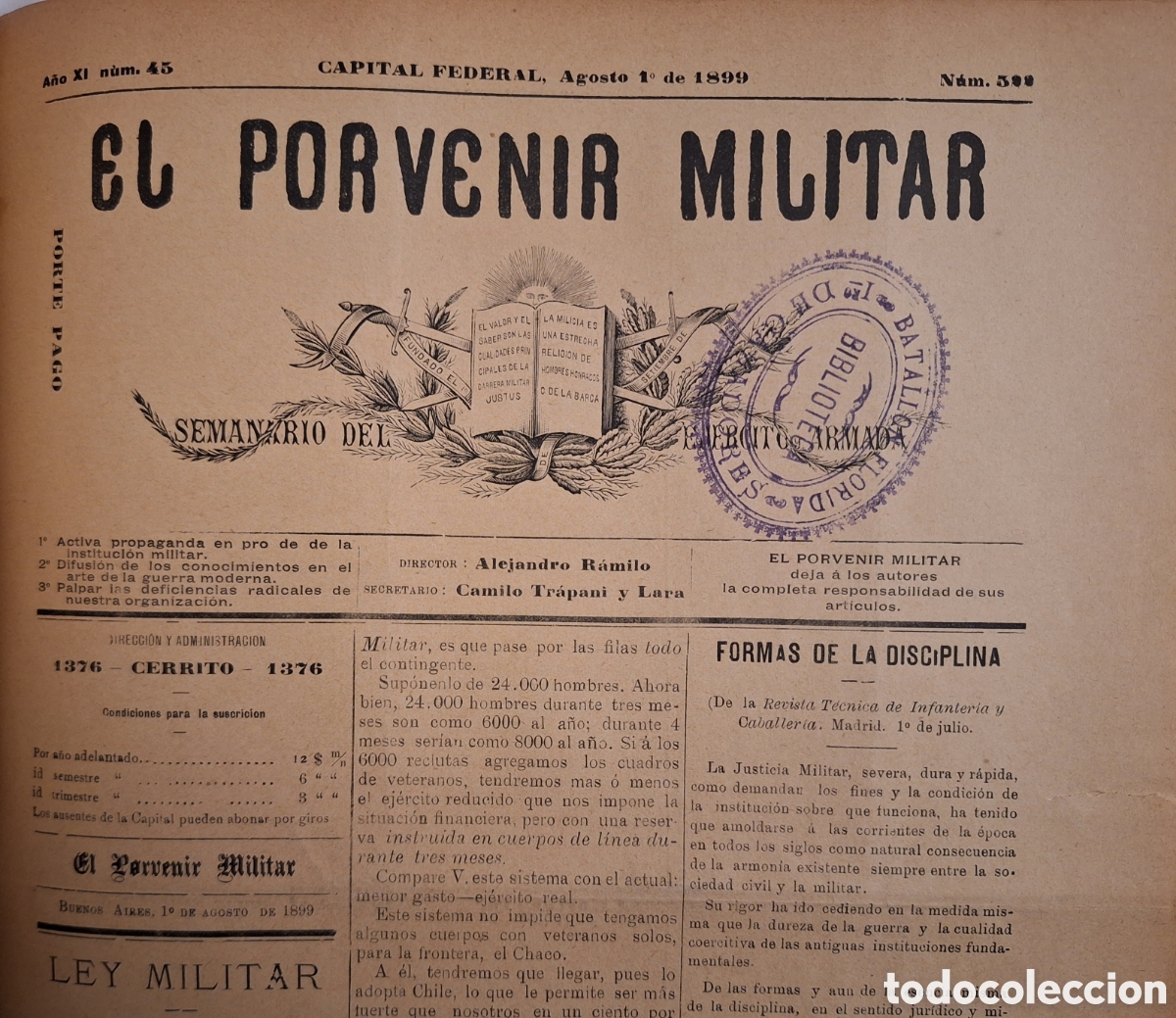 Coleccionismo de revistas y peri&oacute;dicos: REVISTA EL PORVENIR MILITAR 1899 CON ARTICULOS DE CAPITAN MAHAN DE USA SOBRE LA GUERRA DE CUBA