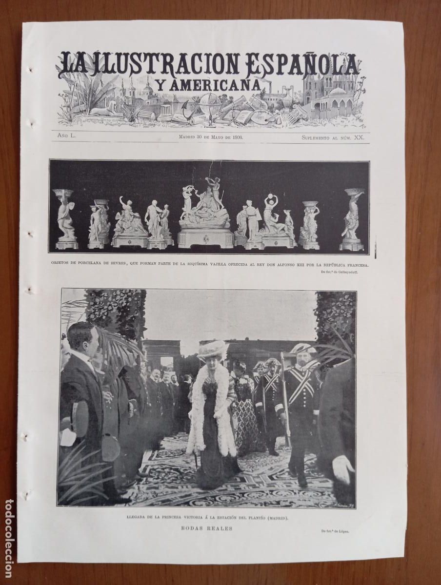 Coleccionismo de revistas y peri&oacute;dicos: La Ilustraci&oacute;n Espa&ntilde;ola y Americana. Suplemento 30 mayo 1906. Regalos boda Victoria Eugenia.