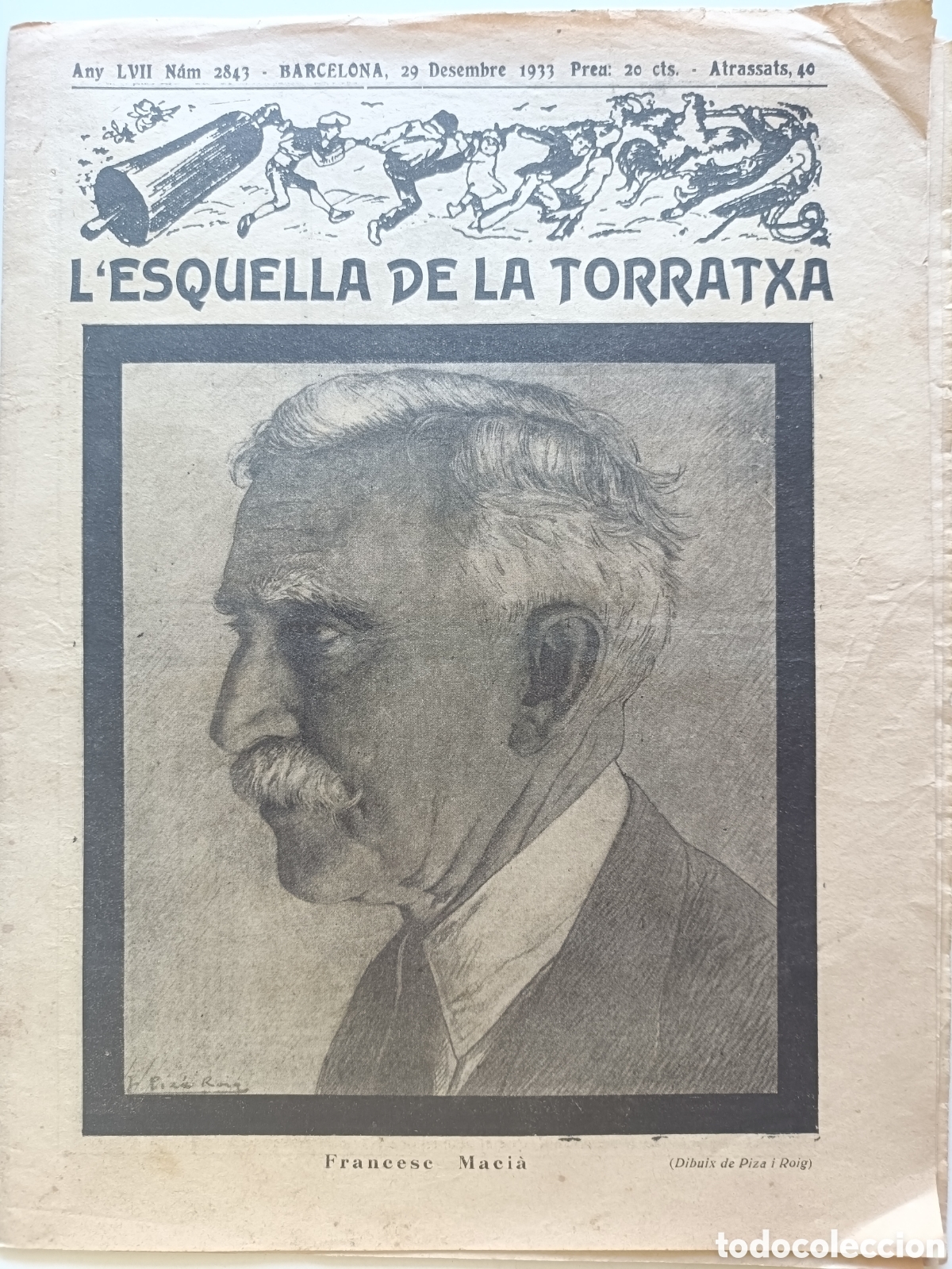 Coleccionismo de revistas y peri&oacute;dicos: L'Esquella de la Torratxa n&ordm; 2843 29 desembre 1933 Francesc Maci&agrave;