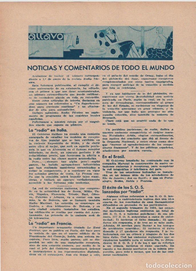 Coleccionismo de revistas y peri&oacute;dicos: Noticias y comentarios de todo el mundo: la radio en Italia, Francia, Brasil... - 1935