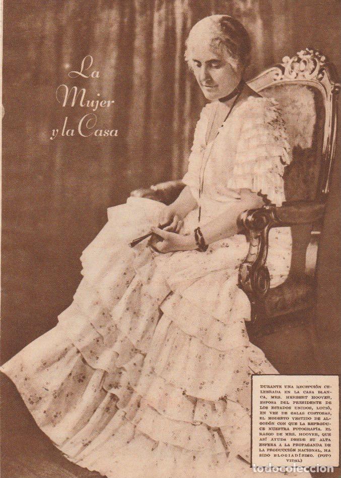 Coleccionismo de revistas y peri&oacute;dicos: * MODA FEMENINA * Mrs. Herbert Hoover; modelos Luceber, J. Paquin - 1932