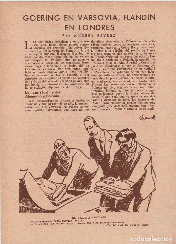Coleccionismo de revistas y peri&oacute;dicos: Goering en Varsovia; Flandin en Londres / Andr&eacute;s Revesz -1935
