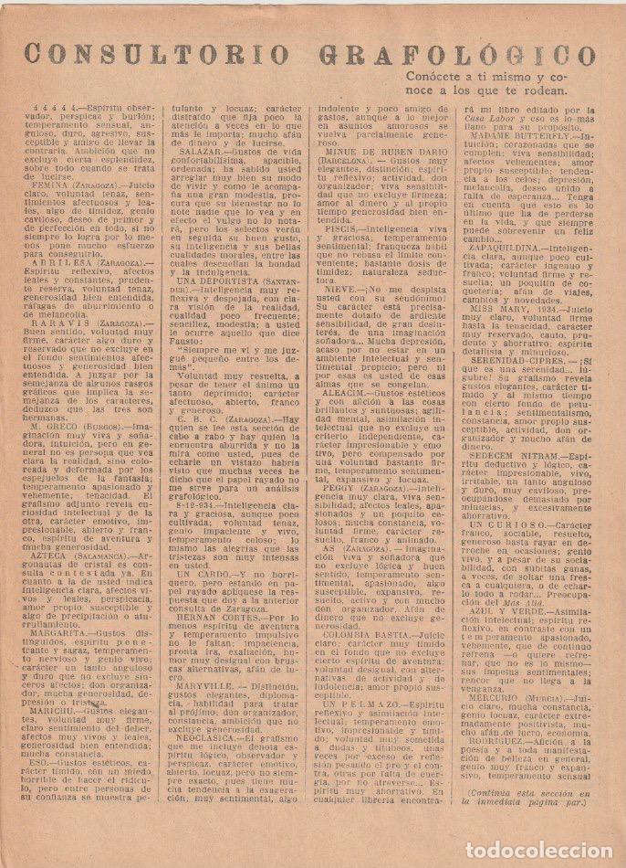 Coleccionismo de revistas y peri&oacute;dicos: * GRAFOLOG&Iacute;A * Consultorio grafologico de Matilde Ras - 1935