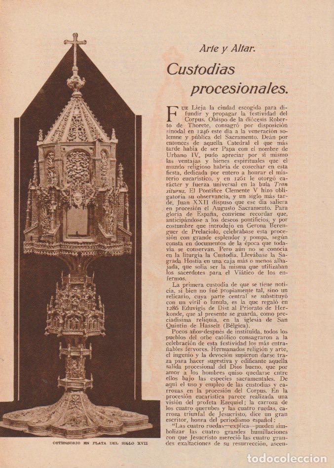 Coleccionismo de revistas y peri&oacute;dicos: Custodias procesionales: custodia catedral C&aacute;diz, custodia obra de enrique Arfe, en Sahag&uacute;n.. - 1932