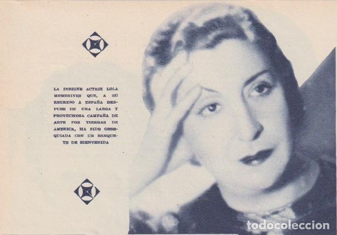 Coleccionismo de revistas y peri&oacute;dicos: * TEATRO * Lola Membrives - 1935