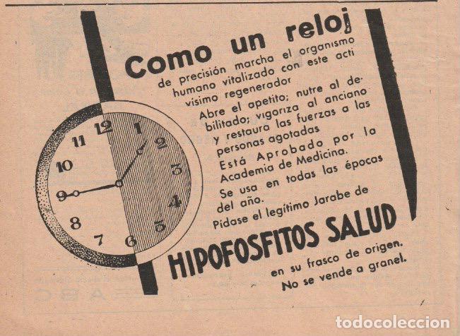 Coleccionismo de revistas y peri&oacute;dicos: Publicidad farmacia: Hipofosfitos Salud -1932