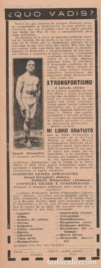 Collectionnisme de Revues et Journaux: Publicidad m&eacute;todo STRONGFORTISMO DEL INSTITUTO LIONEL STRONGFORT -1932