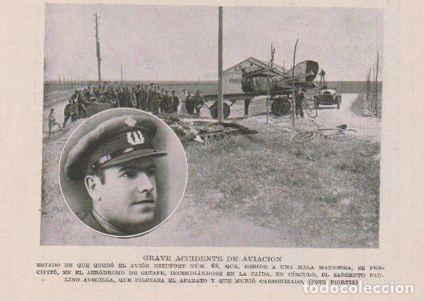Colecionismo de Revistas e Jornais: * AVIACI&Oacute;N * Accidente del avi&oacute;n Nieuport n&ordm; 68, aviador Paulino Avecilla -1932