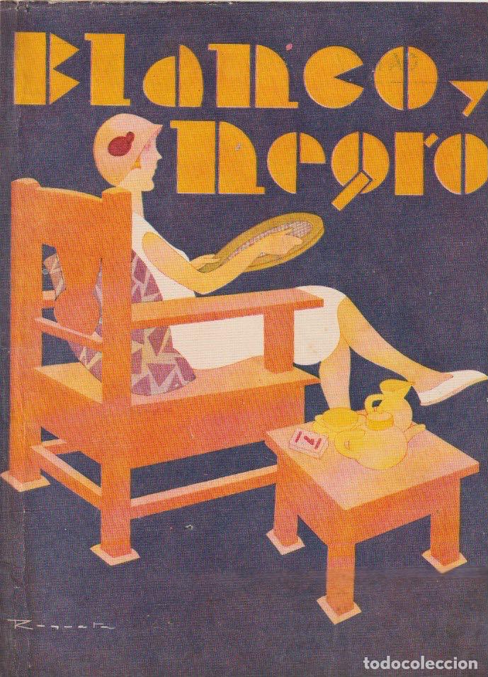 Coleccionismo de revistas y peri&oacute;dicos: En el Court de Tennis / ilustraci&oacute;n de Roqueta para cubierta de revista Blanco y Negro -1935