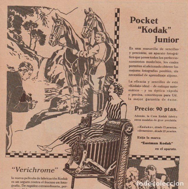 Collection Magazines and Newspapers: Publicidad c&aacute;mara fotograf&iacute;a Pocket Kodak junior y pel&iacute;cula Verichrome - 1932