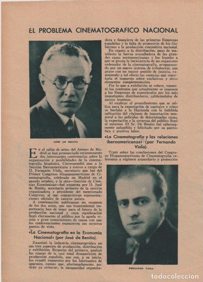 Coleccionismo de revistas y peri&oacute;dicos: * CINE * El problema cinematogr&aacute;fico nacional: Jos&eacute; de Benito, Fern&aacute;ndo Viola; Madge Evans...- 1932