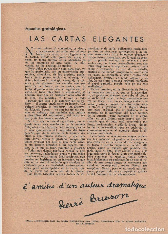 Coleccionismo de revistas y peri&oacute;dicos: * GRAFOLOG&Iacute;A * Las cartas elegantes / Matilde Ras - 1932