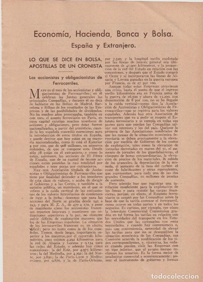 Coleccionismo de revistas y peri&oacute;dicos: Econom&iacute;a, hacienda, Banca y bolsa: Espa&ntilde;a y Extranjero / Juan A. de Oropesa - 1932
