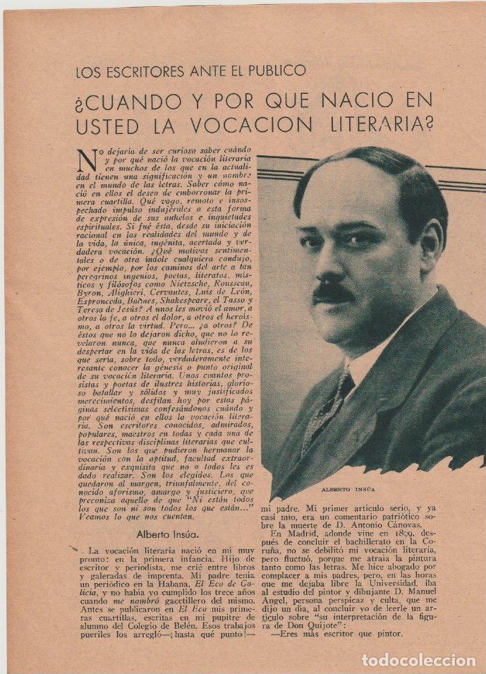 Coleccionismo de revistas y peri&oacute;dicos: ... Vocaci&oacute;n literaria (Alberto Ins&uacute;a, Luis Fern&aacute;ndez Ardavin, Rafael Cansinos Assens...- 1932