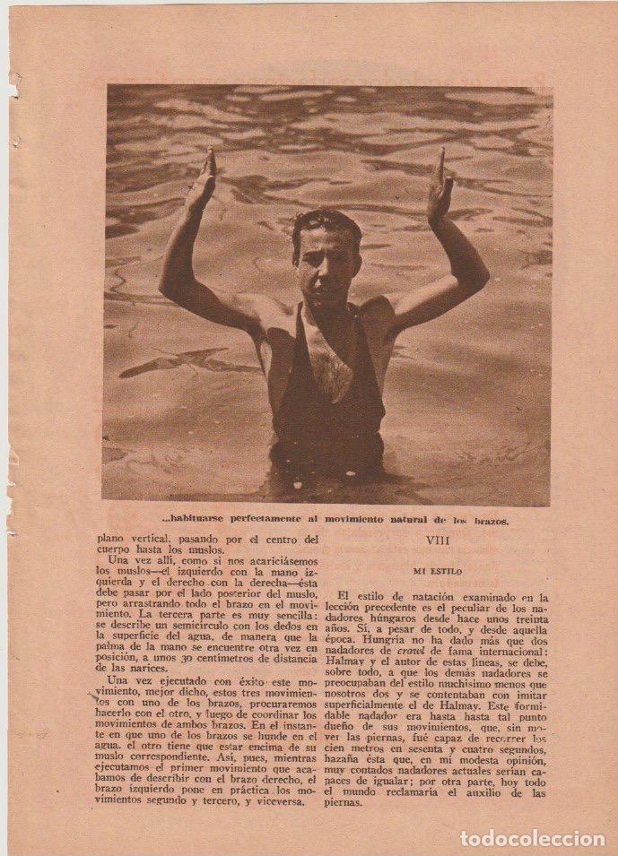 Coleccionismo de revistas y peri&oacute;dicos: Para ser nadador perfecto en poco tiempo (VII). El estilo h&uacute;ngaro / Esteban de Barany - 1935
