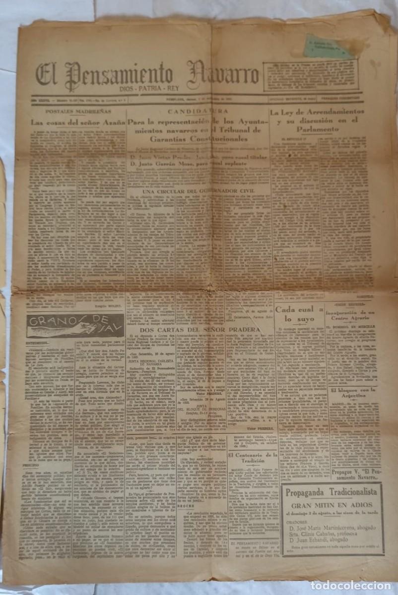 Sammeln von Zeitschriften und Zeitungen: EL PENSAMIENTO NAVARRO (1933) &ndash; Diario carlista hist&oacute;rico. Carlismo. Navarra .Segunda Rep&uacute;blica