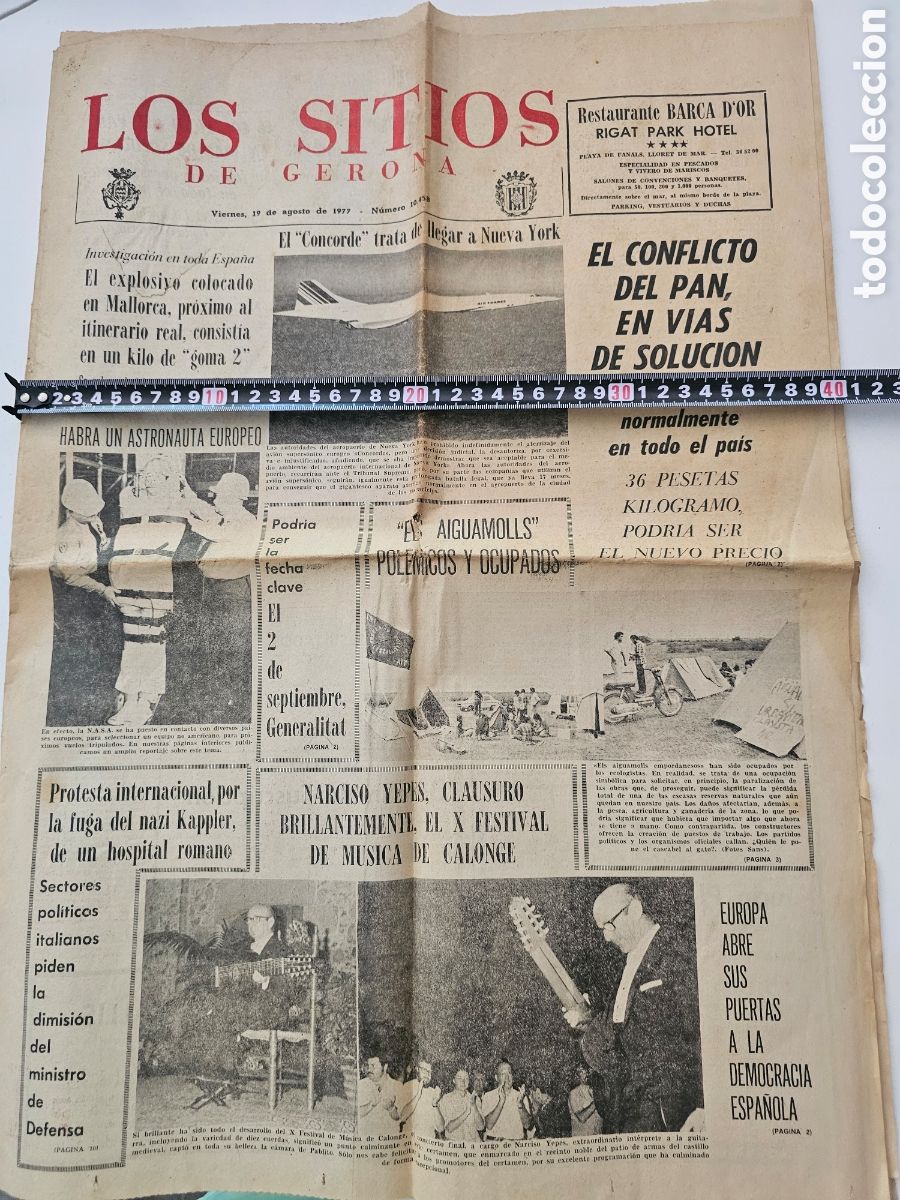 Collection Magazines and Newspapers: ​Peri&oacute;dico Hist&oacute;rico &rdquo;Los Sitios de Gerona&rdquo; (19 de Agosto de 1977) aiguamolls, Kappler Yepes