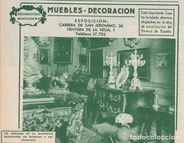 Coleccionismo de revistas y peri&oacute;dicos: * MADRID * Publicidad muebles Deogracias Magdalena -1935
