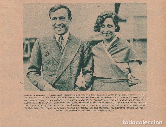 Coleccionismo de revistas y peri&oacute;dicos: * AVIACI&Oacute;N * Aviadores J. A. Mollison y Miss Amy Johnson -1932