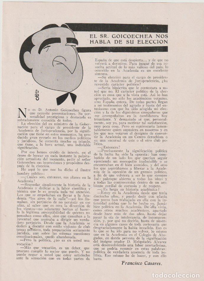 Coleccionismo de revistas y peri&oacute;dicos: Antonio Goicoechea, presidente de la Academia de Jurisprudencia / Francisco Casares - 1935