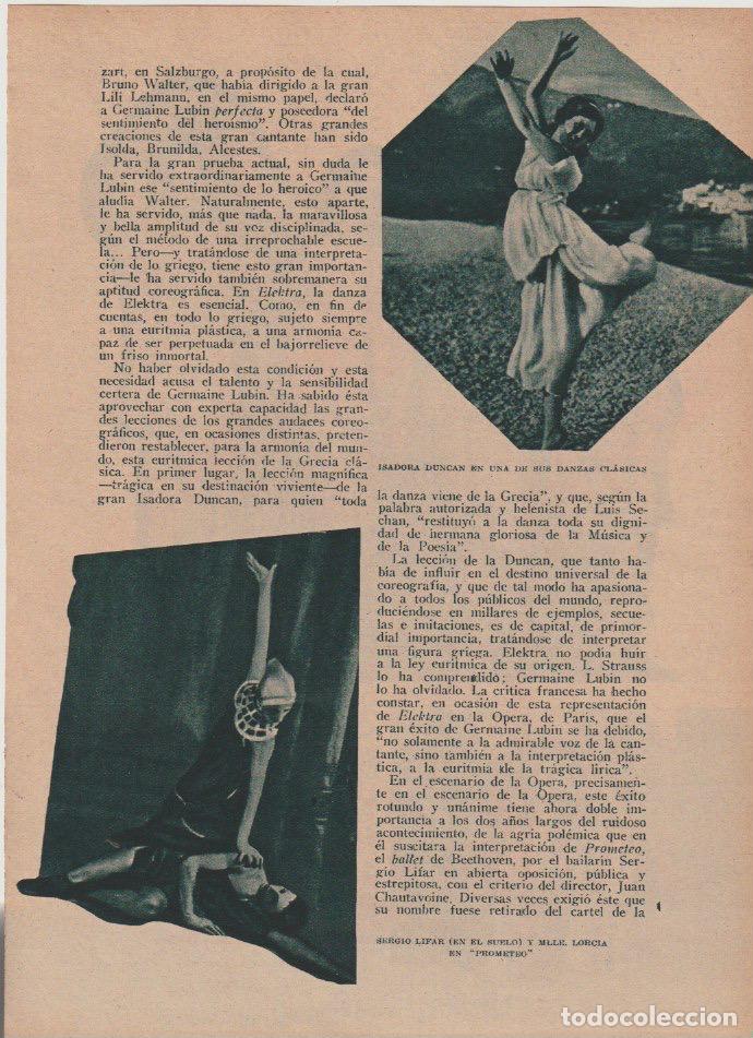 Collectionnisme de Revues et Journaux: * TEATRO * GERMAINE LUBIN * ISADORA DUNCAN * Elektra en Par&iacute;s - 1935