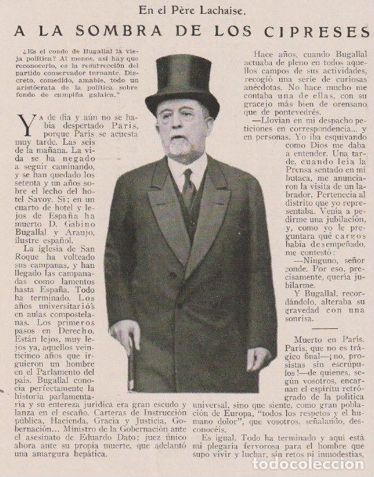 Collectionnisme de Revues et Journaux: * CONDE DE BUGALLAL * A la sombra de los cipreses .../ L. M&eacute;ndez Dom&iacute;nguez 1935