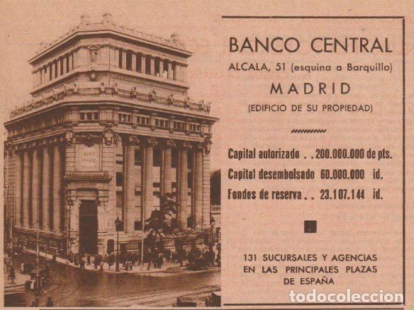 Coleccionismo de revistas y peri&oacute;dicos: Publicidad Banco Central - 1935