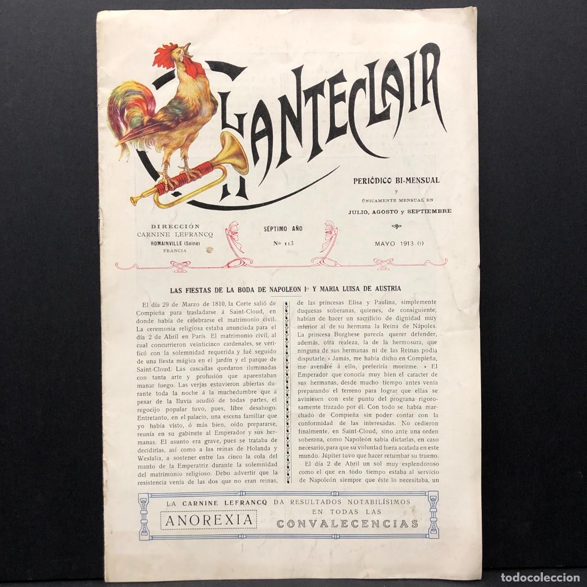 Coleccionismo de revistas y peri&oacute;dicos: CHANTECLAIR - PERI&Oacute;DICO BIMENSUAL - N&ordm; 113 - MAYO 1913 / 340
