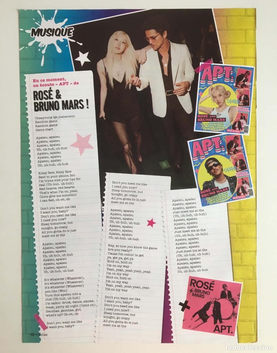 Coleccionismo de revistas y peri&oacute;dicos: Ros&eacute; & Bruno Mars APT. Original Song Lyrics Article Clipping A4 - YouStar Magazine France K-Pop