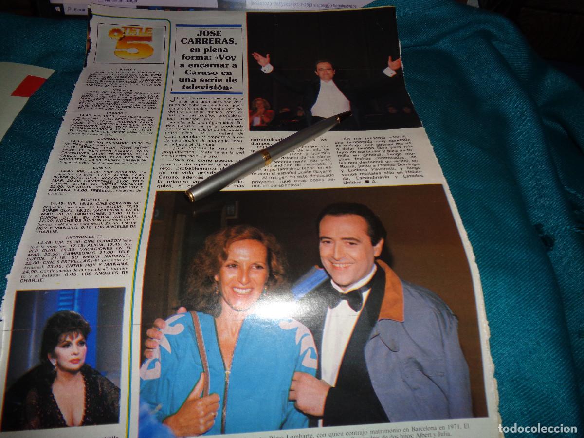 Coleccionismo de revistas y peri&oacute;dicos: RECORTE : JOSE CARRERAS, EN PLENA FORMA. SEMANA, ABRIL 1990