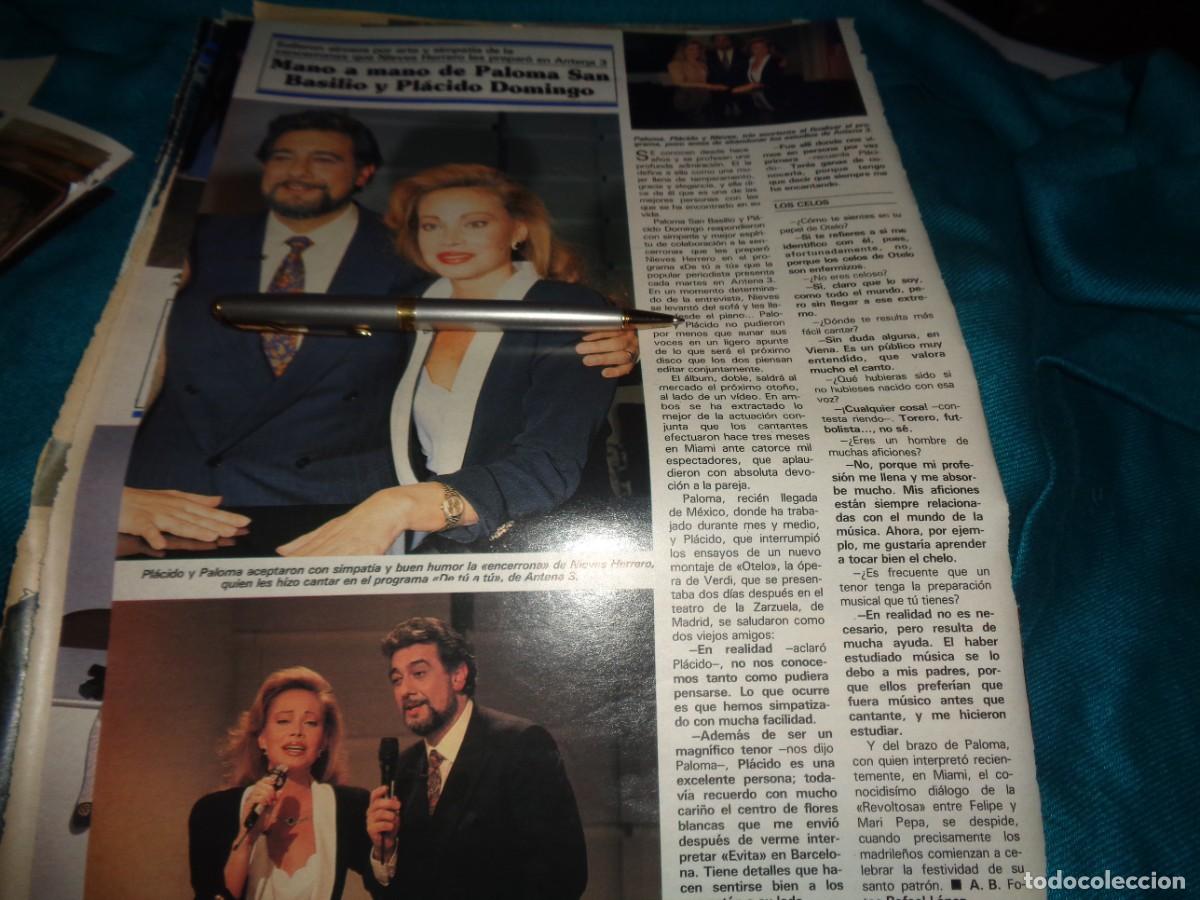 Sammeln von Zeitschriften und Zeitungen: RECORTE : MANO A MANO DE PALOMA SAN BASILIO Y PLACIDO DOMINGO. SEMANA, MAYO 1991
