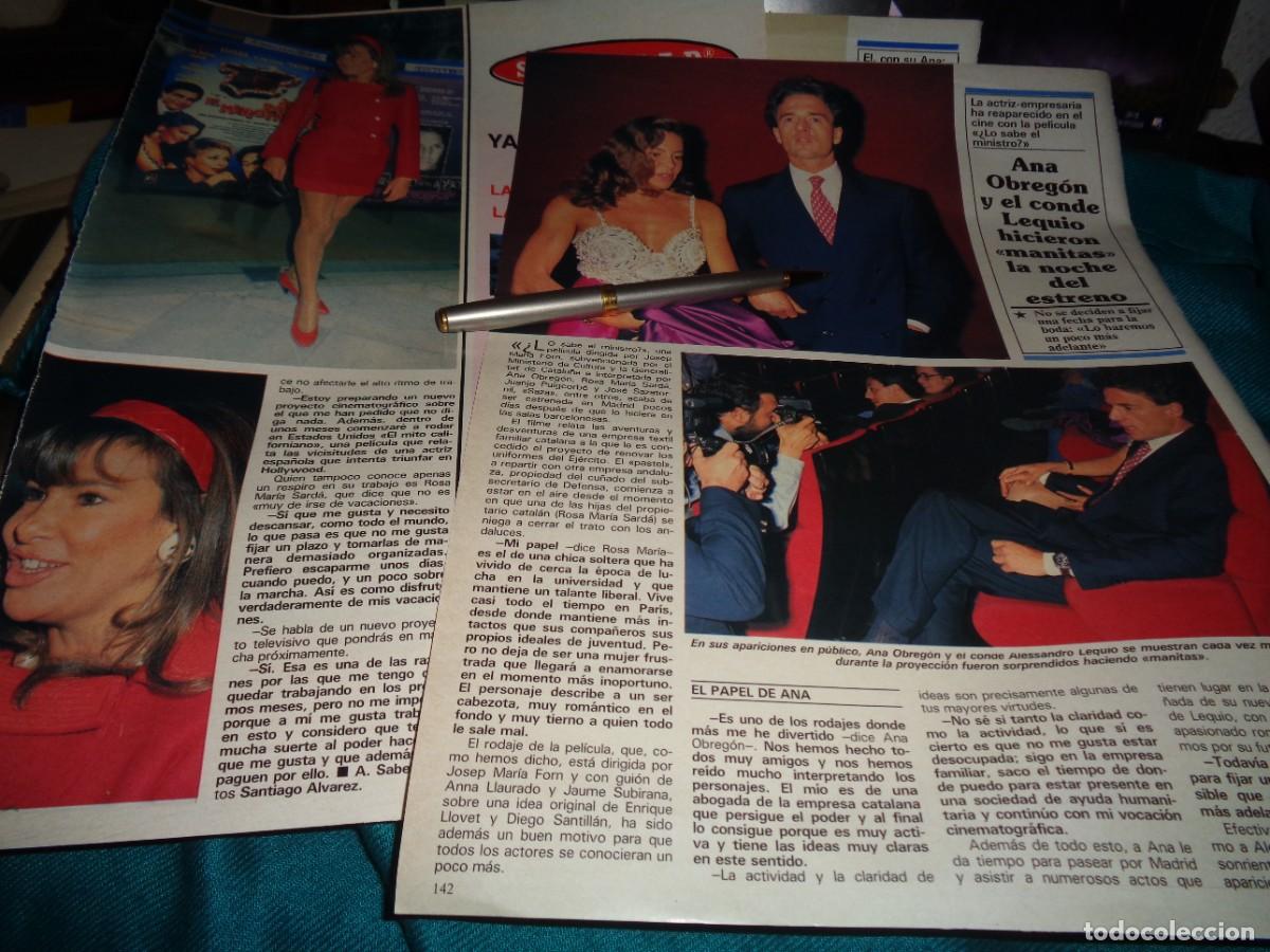 Sammeln von Zeitschriften und Zeitungen: RECORTE : ANA OBREGON Y EL CONDE LEQUIO, EN ESTRENO DE PELICULA. SEMANA, MAYO 1991