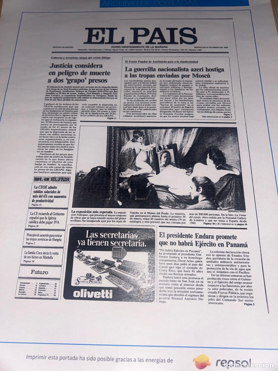 Coleccionismo de revistas y peri&oacute;dicos: Portada Periodico EL PAIS