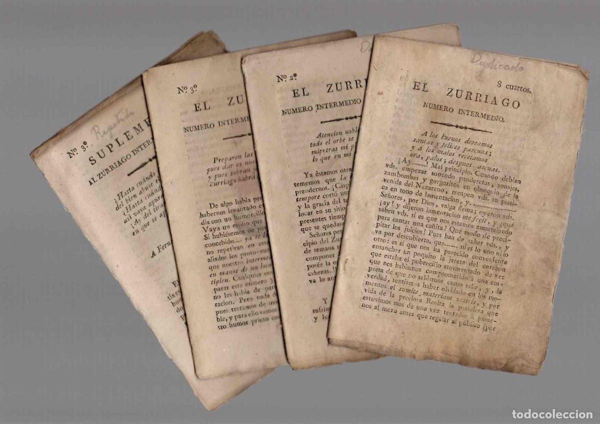 Coleccionismo de revistas y peri&oacute;dicos: EL ZURRIAGO N&ordm; 1, 2, 3 Y SUPLEMENTO DEL N&ordm; 3. IMP. J. FERNANDEZ, MADRID, A&Ntilde;O 1821. POLITICO SATIRICO