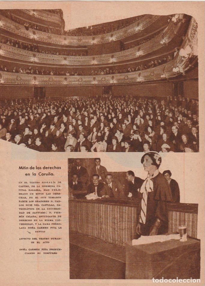 Coleccionismo de revistas y peri&oacute;dicos: * CORU&Ntilde;A * Mitin de las derechas: Carlos Ruiz del Castillo, Ferm&iacute;n Celada, Carmen Pita - 1935