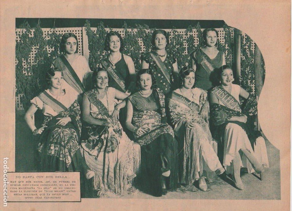 Coleccionismo de revistas y peri&oacute;dicos: * MADRID * Piscina La isla, concurso Miss Mejor -1933