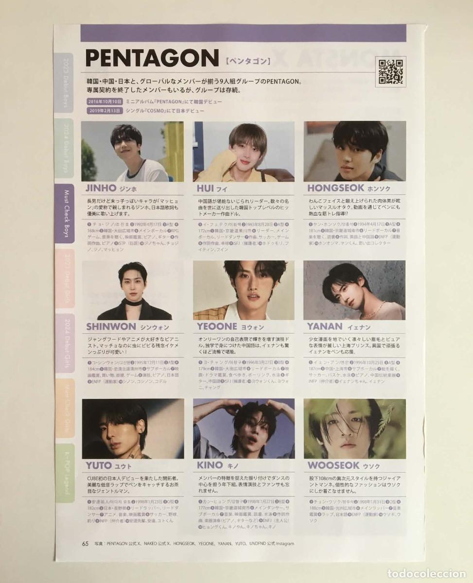 Coleccionismo de revistas y peri&oacute;dicos: MONSTA X iKON BTOB PENTAGON SF9 Official Clipping Set 8 Pages A4 - K-Star Idol Directory 2025 Japan