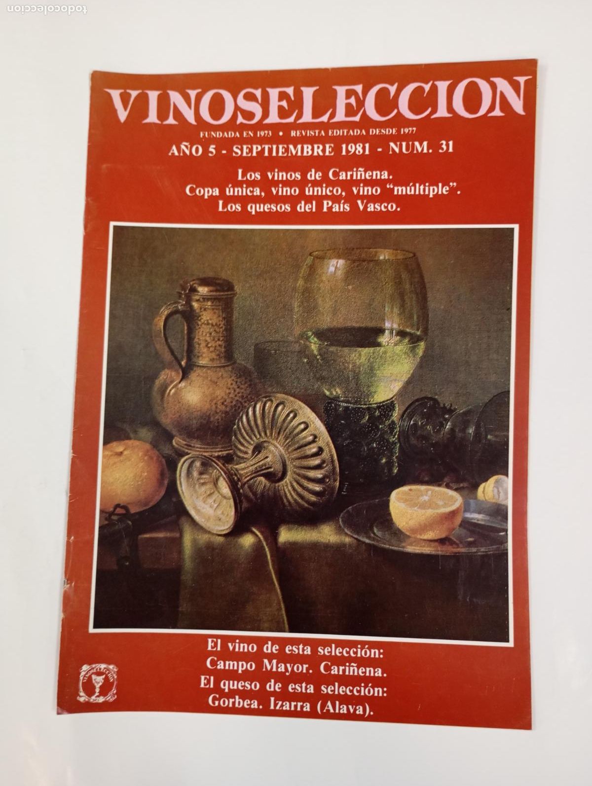 Coleccionismo de revistas y peri&oacute;dicos: REVISTA VINOSSELECCI&Oacute;N A&Ntilde;O 5. SEPTIEMBRE 1981. N&ordm; 31. LOS VINOS DE CARI&Ntilde;ENA. TDKC78