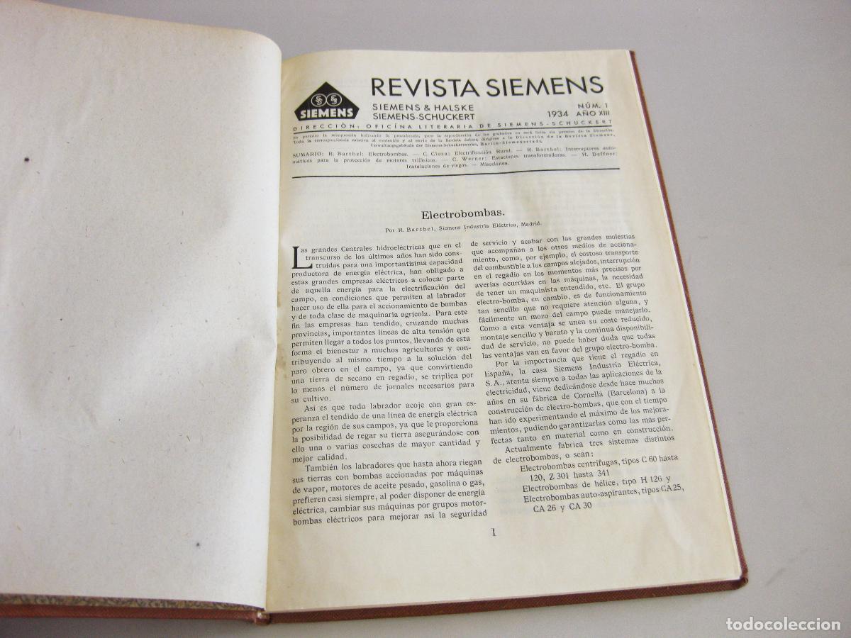 Coleccionismo de revistas y peri&oacute;dicos: REVISTA SIEMENS DE 1934. SIEMENS & HALSKE. SIEMENS-SCHUCKERT. A&Ntilde;O XIII COMPLETO EN ESPA&Ntilde;OL