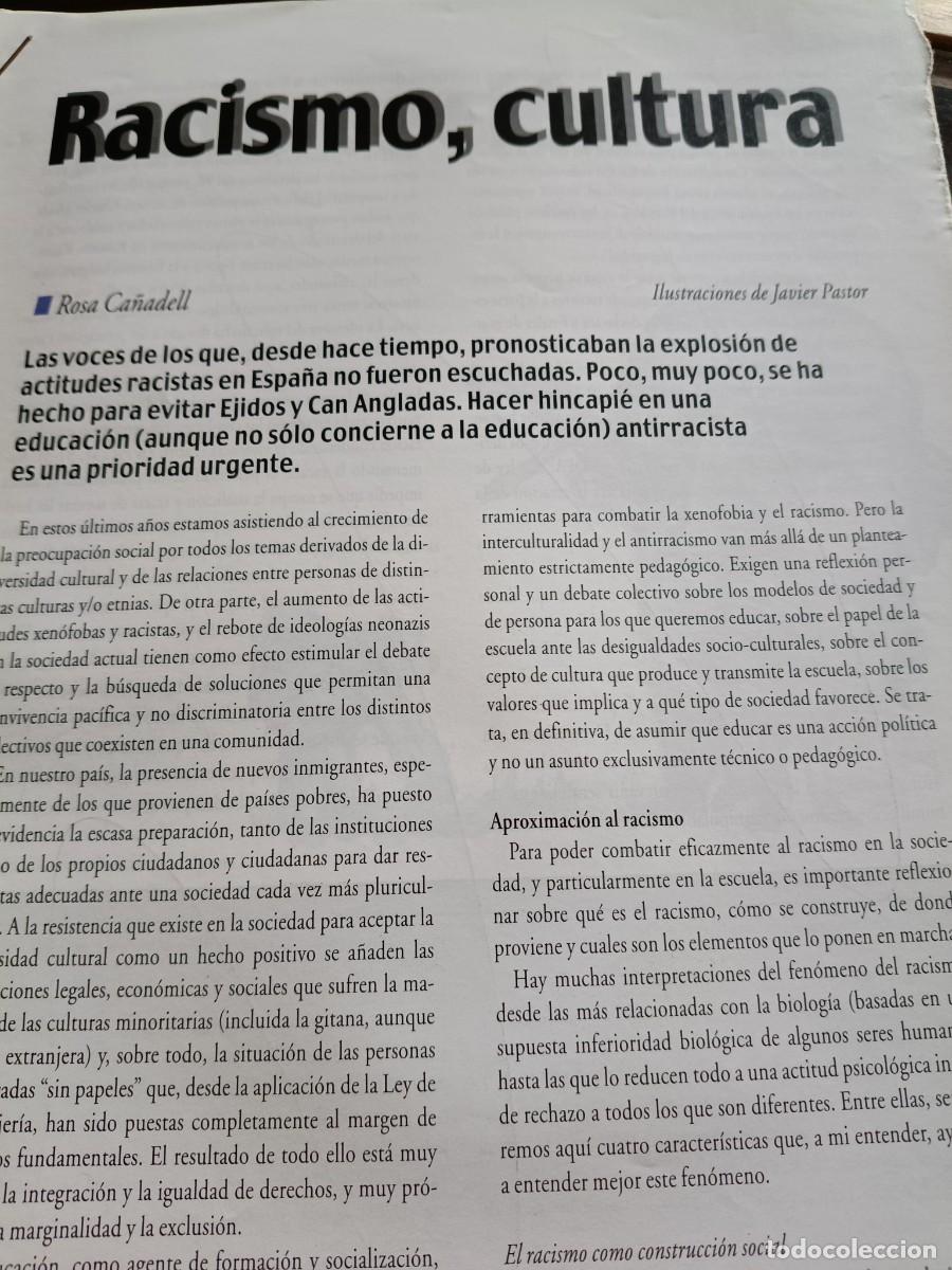 Coleccionismo de revistas y peri&oacute;dicos: RACISMO, CULTURA Y EDUCACI&Oacute;N. 6 P&Aacute;GINAS DE REVISTA EL VIEJO TOPO MAYO 2001