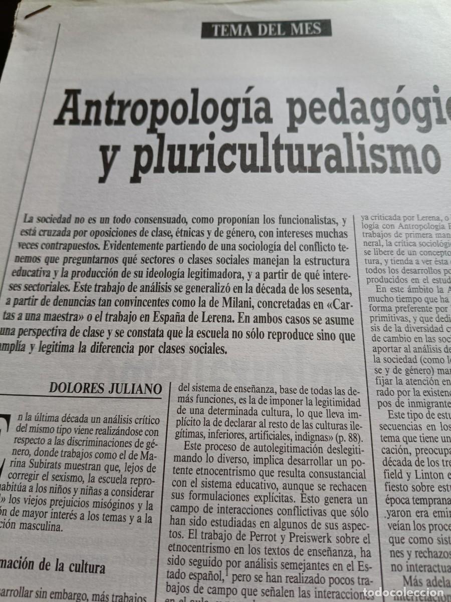 Coleccionismo de revistas y peri&oacute;dicos: ANTROPOLOG&Iacute;A PEDAG&Oacute;GICA Y PLURICULTURALISMO 3 PAGS. ARTICULO DE CUADERNOS DE PEDAGOG&Iacute;A OCTUBRE 1991