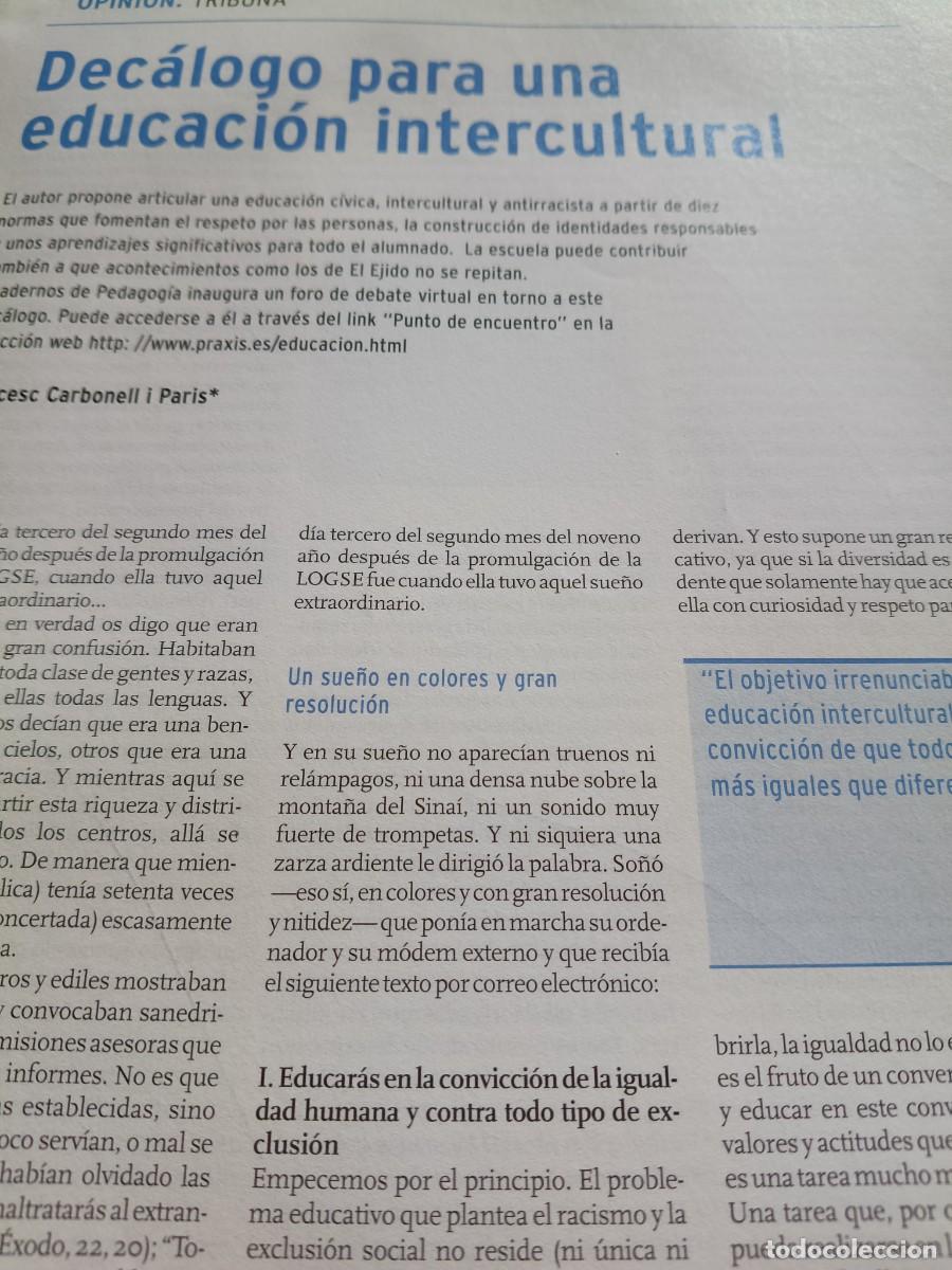 Coleccionismo de revistas y peri&oacute;dicos: DEC&Aacute;LOGO PARA UNA EDUCACI&Oacute;N INTERCULTURAL. 5 P&Aacute;GINAS DE CUADERNOS DE PEDAGOG&Iacute;A N&ordm; 290